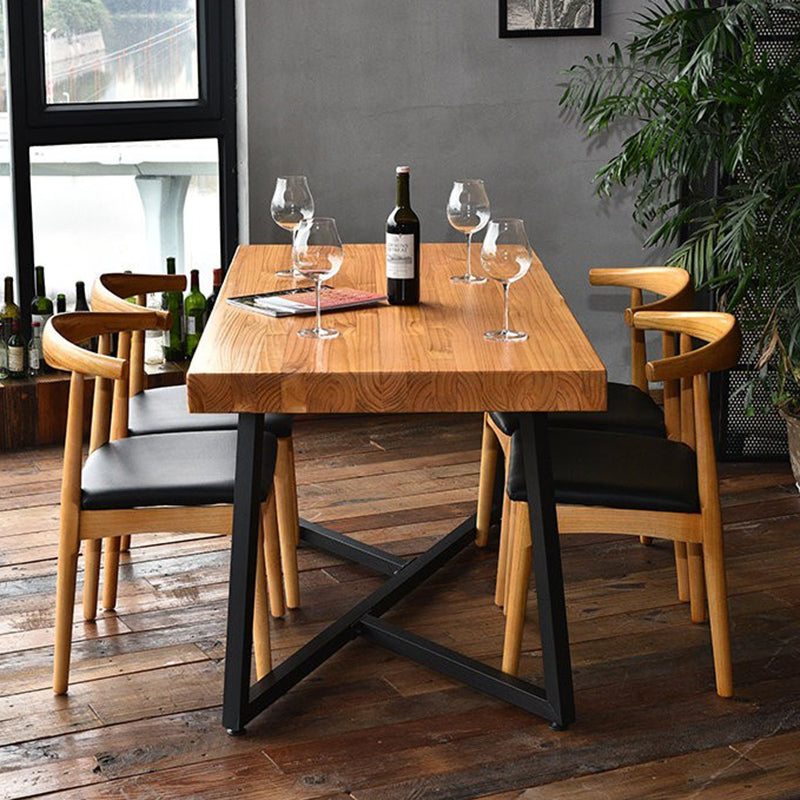 Natural Finish Solid Wood Dining Set 1/2/5 Pcs Industrial Dinette Table Set for Home