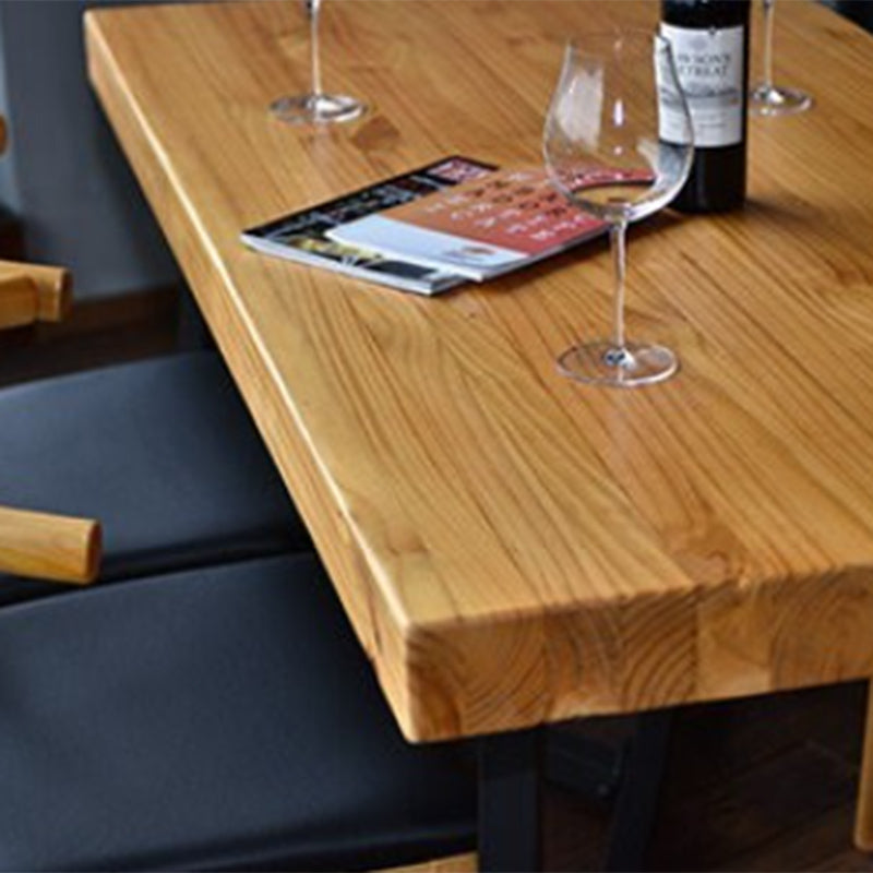 Natural Finish Solid Wood Dining Set 1/2/5 Pcs Industrial Dinette Table Set for Home
