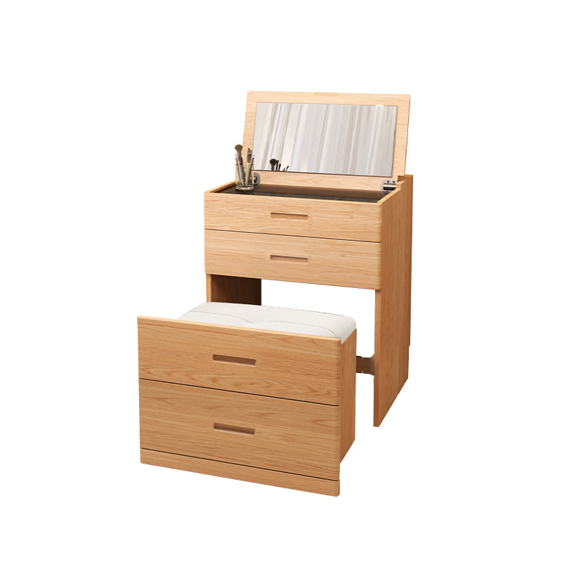 Contemporary White Makeup Vanity Desk Glass Vanity Dressing Table with Drawer