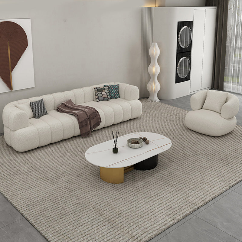 31" Wide Contemporary Sofa Fabric Pillows White Stationary Seating