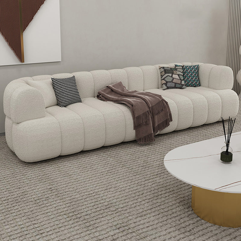 31" Wide Contemporary Sofa Fabric Pillows White Stationary Seating