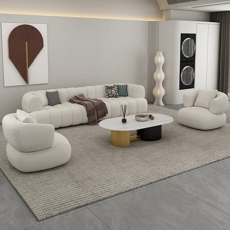 31" Wide Contemporary Sofa Fabric Pillows White Stationary Seating