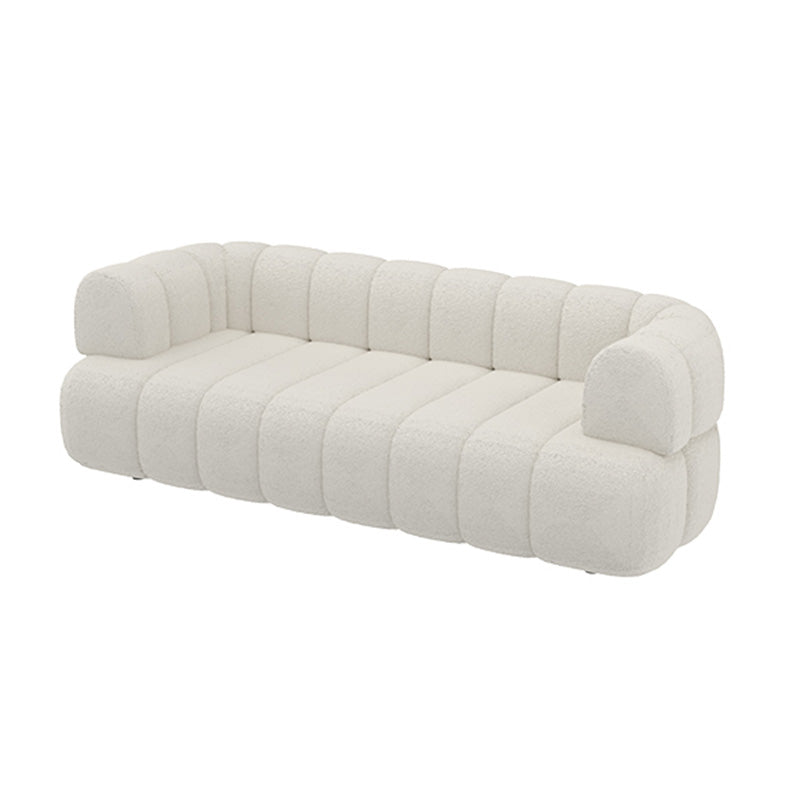 31" Wide Contemporary Sofa Fabric Pillows White Stationary Seating