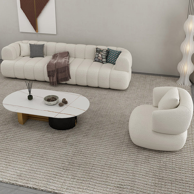 31" Wide Contemporary Sofa Fabric Pillows White Stationary Seating