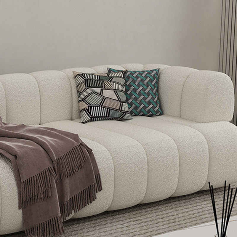 31" Wide Contemporary Sofa Fabric Pillows White Stationary Seating