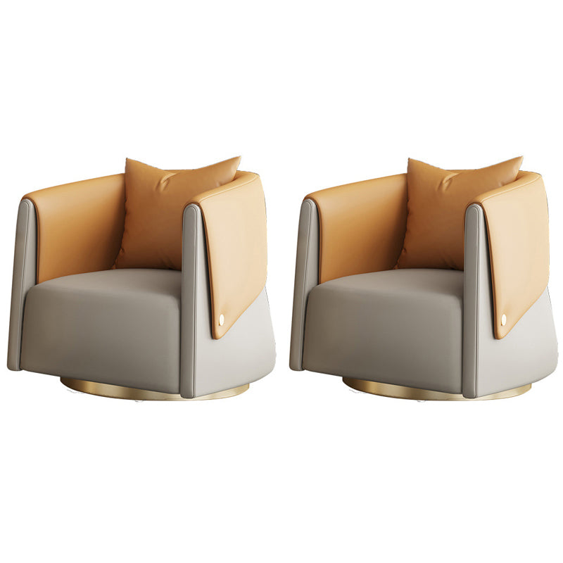 Modern 23.62" Wide Pillow Back Chair Leather Sloped Arm Chair