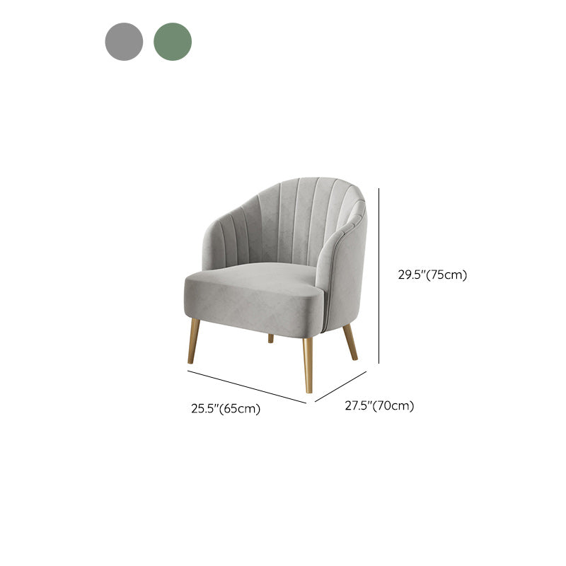 Modern Sewn Pillow Back 4 Legs Chair Upholstered Recessed Arms Chair