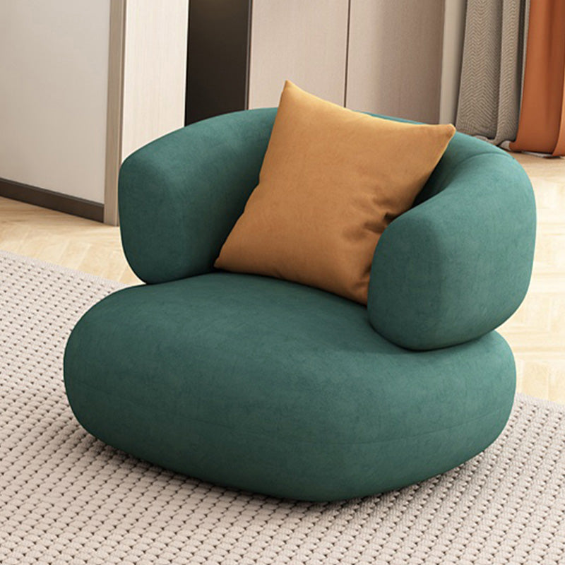 33" Wide Contemporary Sofa Green Leather Pillows Stationary Seating