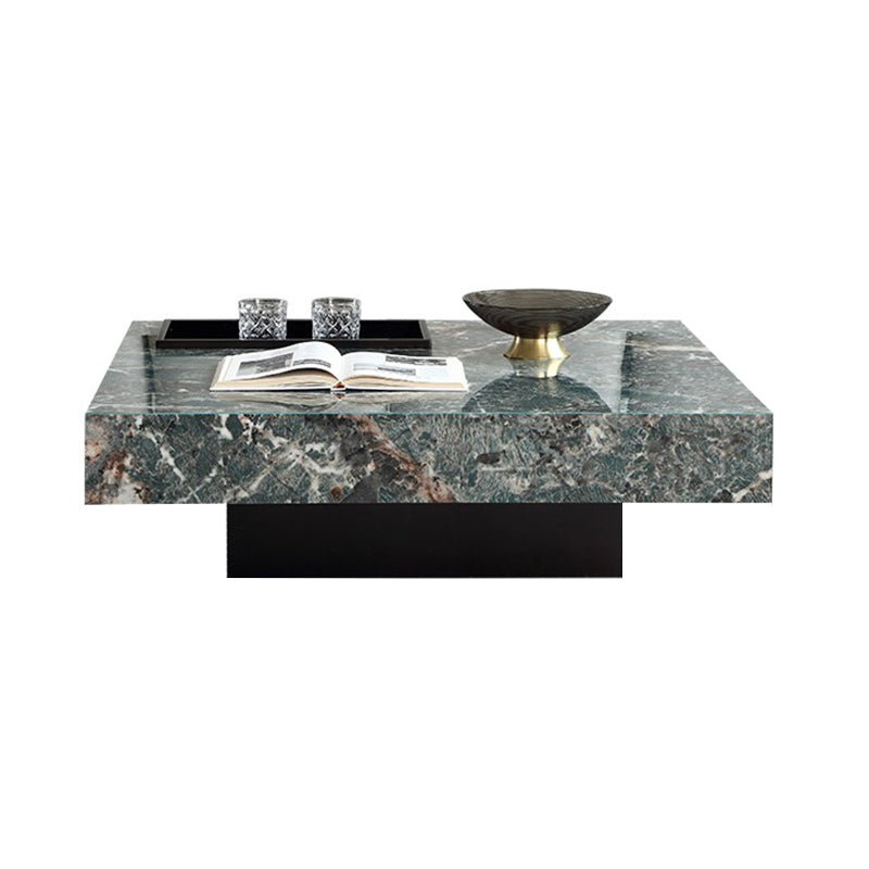 Glam Square Slate Coffee Table Stainless Steel Sled Cocktail Table