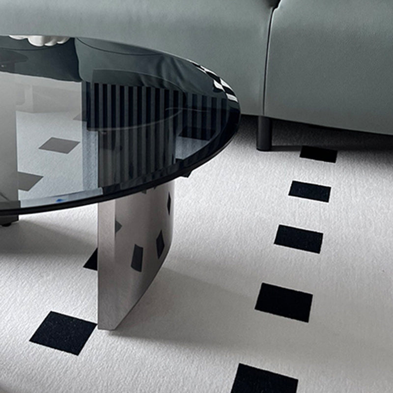 Black Glass Top Coffee Table Modern Round 3 Legs Cocktail Table