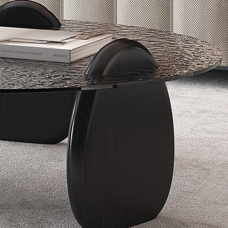 Glass Top Coffee Table Black Modern Round 3 Legs Cocktail Table