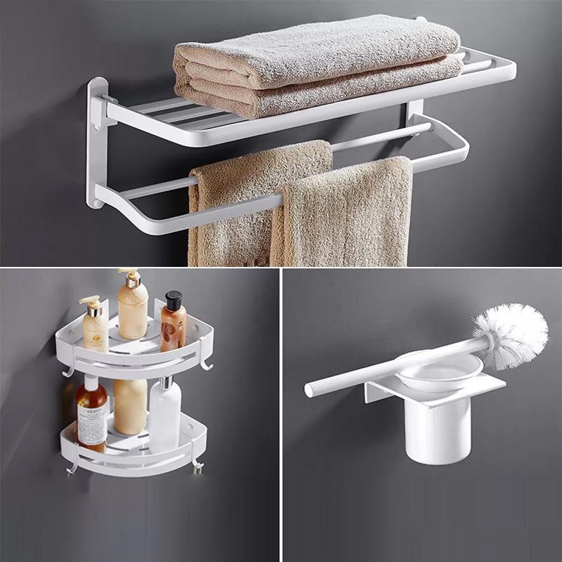 White Bathroom Accessories Hardware Set Modern Bathroom Accessory Kit, Towel Bar