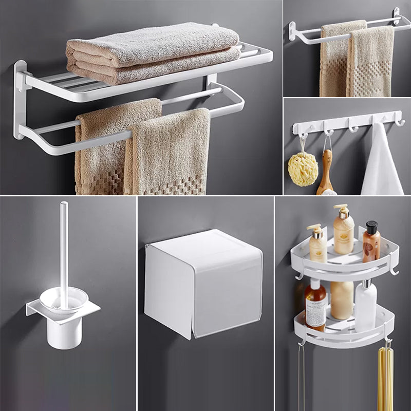 White Bathroom Accessories Hardware Set Modern Bathroom Accessory Kit, Towel Bar