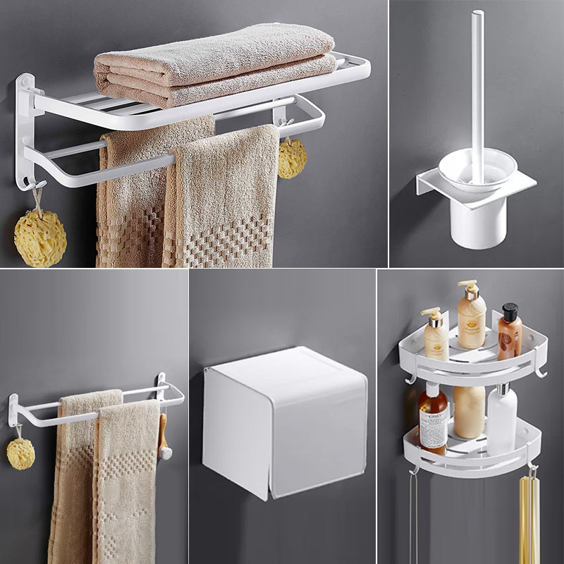 White Bathroom Accessories Hardware Set Modern Bathroom Accessory Kit, Towel Bar