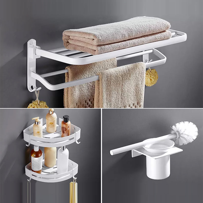 White Bathroom Accessories Hardware Set Modern Bathroom Accessory Kit, Towel Bar