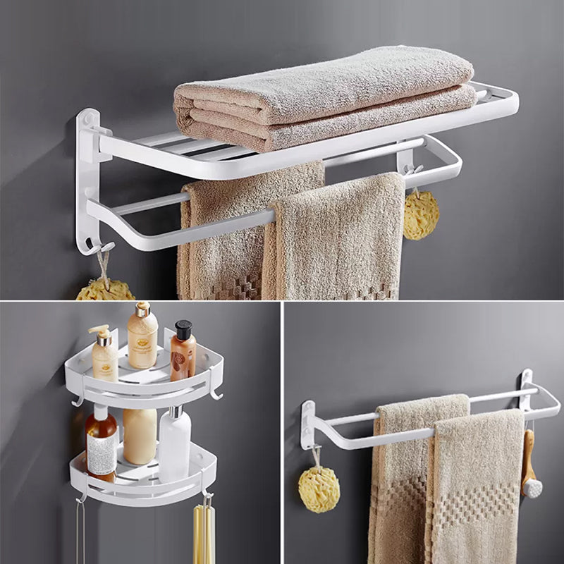 White Bathroom Accessories Hardware Set Modern Bathroom Accessory Kit, Towel Bar