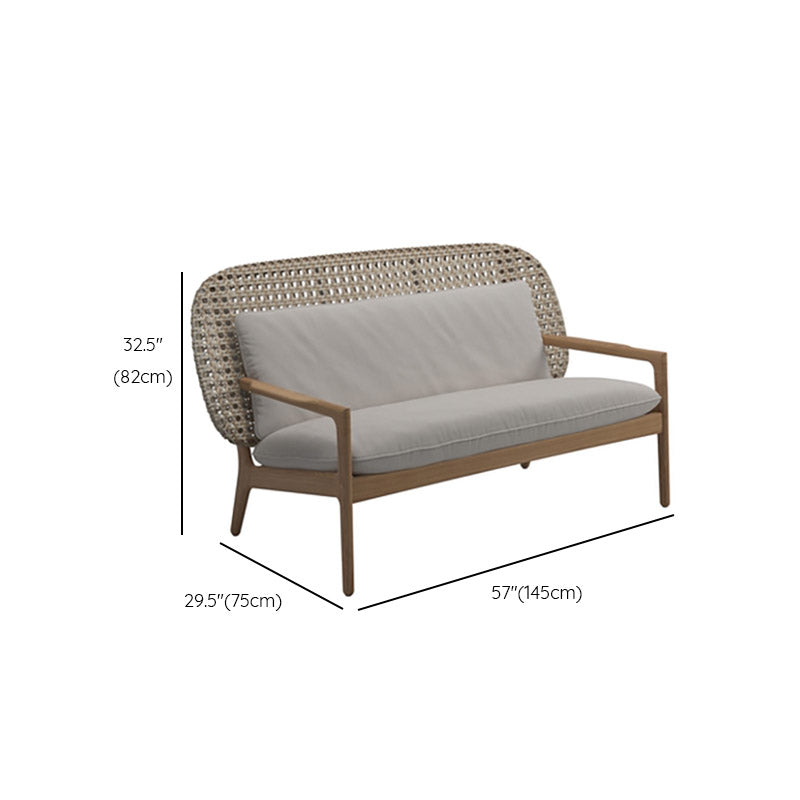 Wood Outdoor Patio Sofa Natural Modern Mildew Resistant Patio Sofa