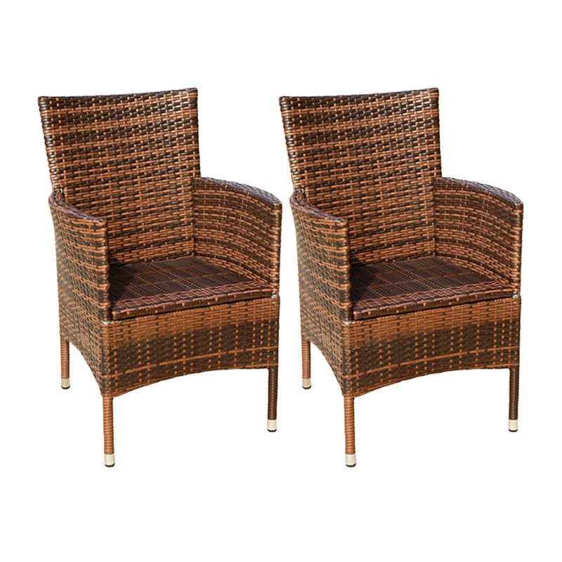 Tropical Rattan Patio Dining Chair with Arm Outdoors Dining Chairs