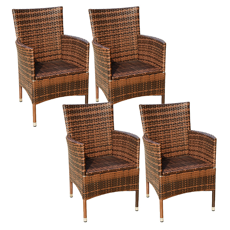 Tropical Rattan Patio Dining Chair with Arm Outdoors Dining Chairs