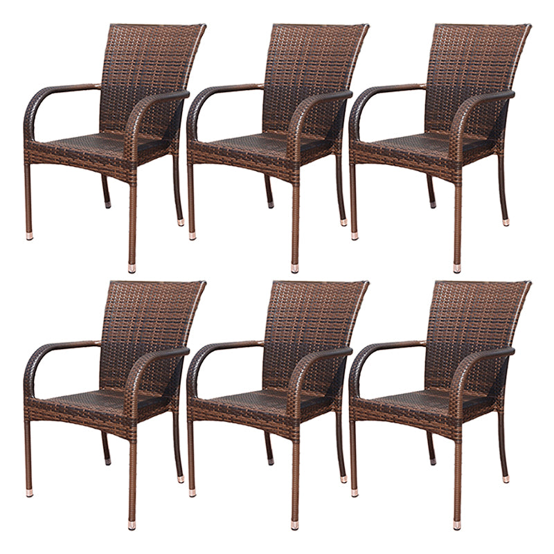 Tropical Rattan Patio Dining Chair with Arm Outdoors Dining Chairs