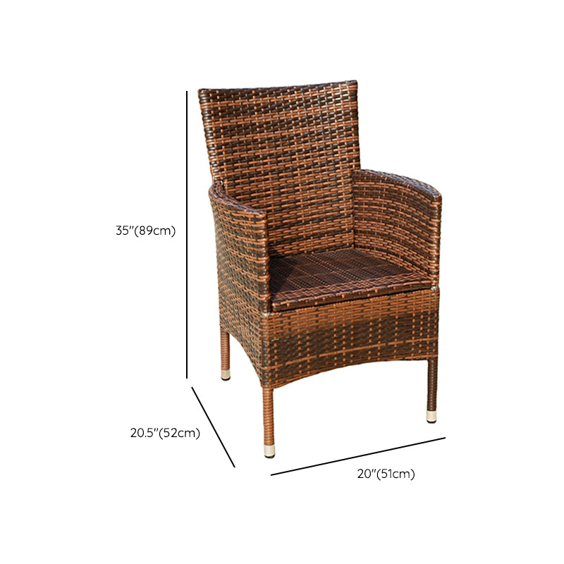 Tropical Rattan Patio Dining Chair with Arm Outdoors Dining Chairs