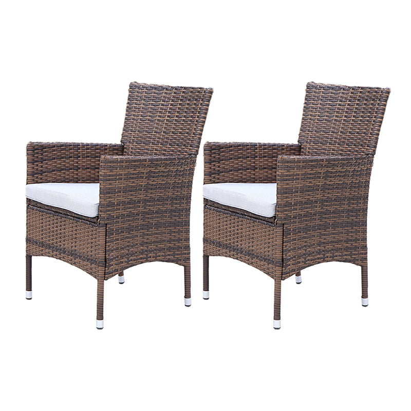 Tropical Brown Patio Dining Chair with Arm Outdoors Dining Chairs