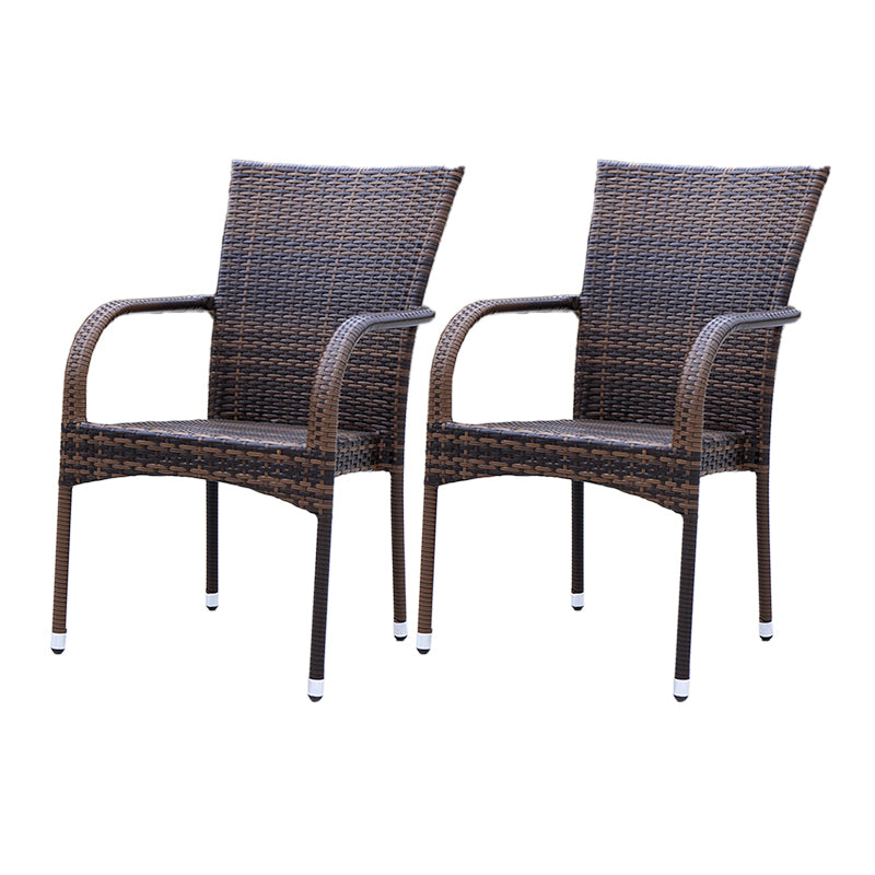 Tropical Brown Patio Dining Chair with Arm Outdoors Dining Chairs