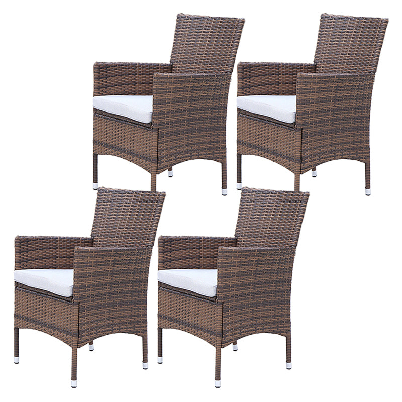 Tropical Brown Patio Dining Chair with Arm Outdoors Dining Chairs
