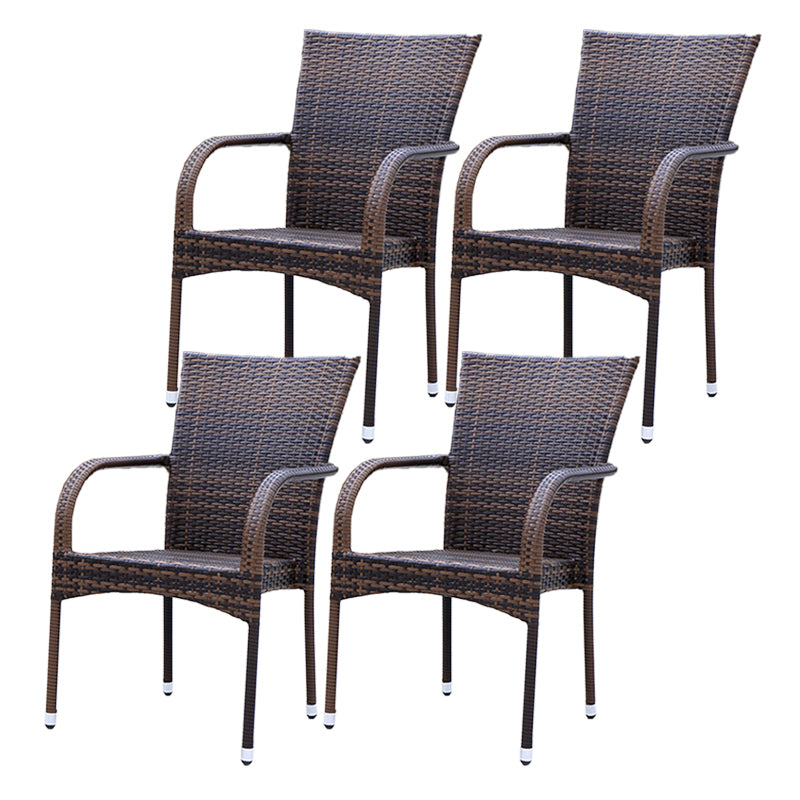 Tropical Brown Patio Dining Chair with Arm Outdoors Dining Chairs