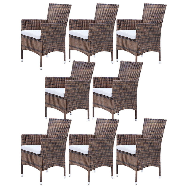 Tropical Brown Patio Dining Chair with Arm Outdoors Dining Chairs