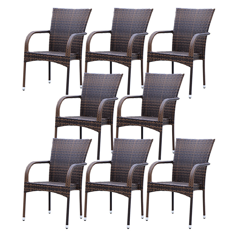 Tropical Brown Patio Dining Chair with Arm Outdoors Dining Chairs