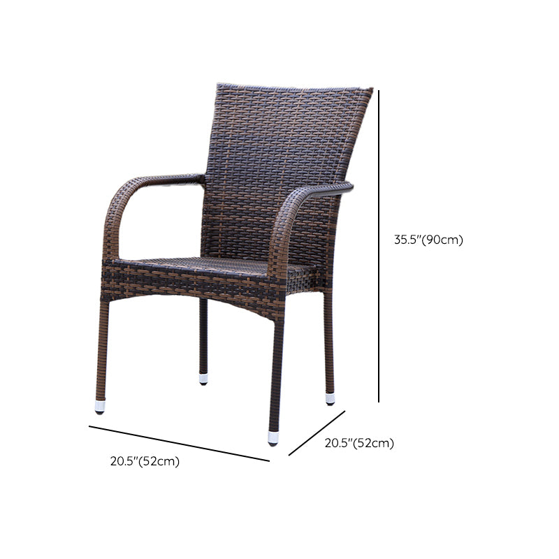 Tropical Brown Patio Dining Chair with Arm Outdoors Dining Chairs
