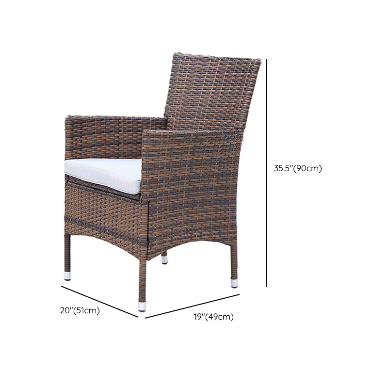 Tropical Brown Patio Dining Chair with Arm Outdoors Dining Chairs