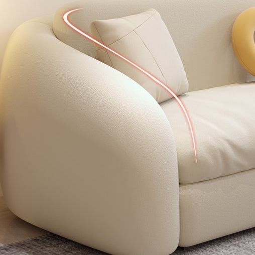 37" Wide Scandinavian Sofa Futon White Upholstered Foldable Sleeper Sofa