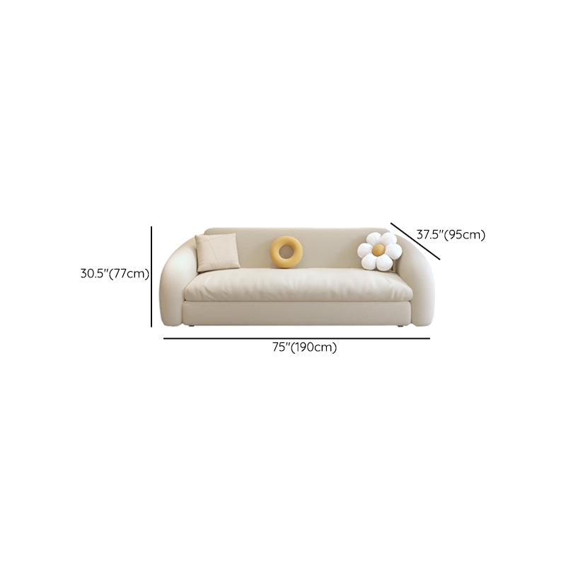 37" Wide Scandinavian Sofa Futon White Upholstered Foldable Sleeper Sofa