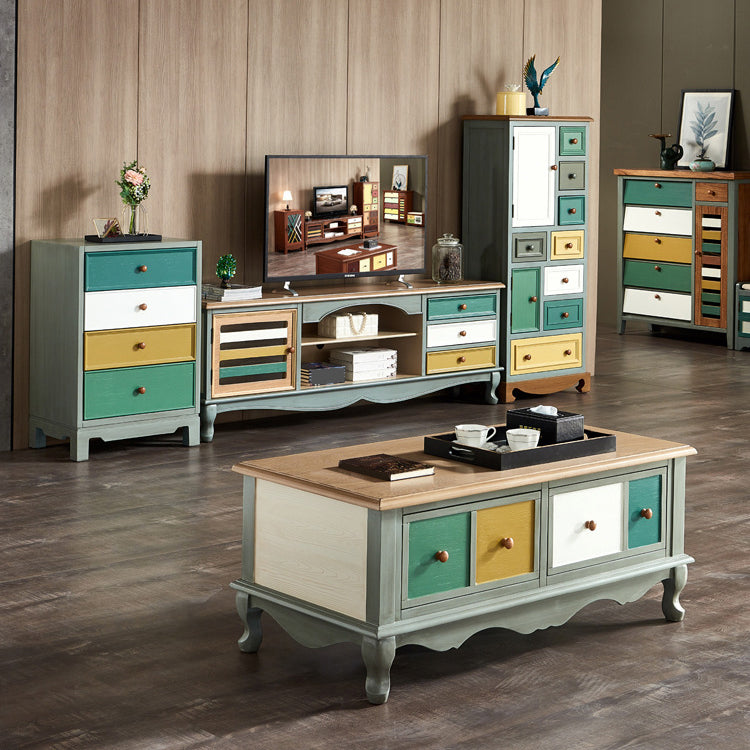 Coastal Storage Chest Dresser Solid Wood Dresser with Multi Drawers