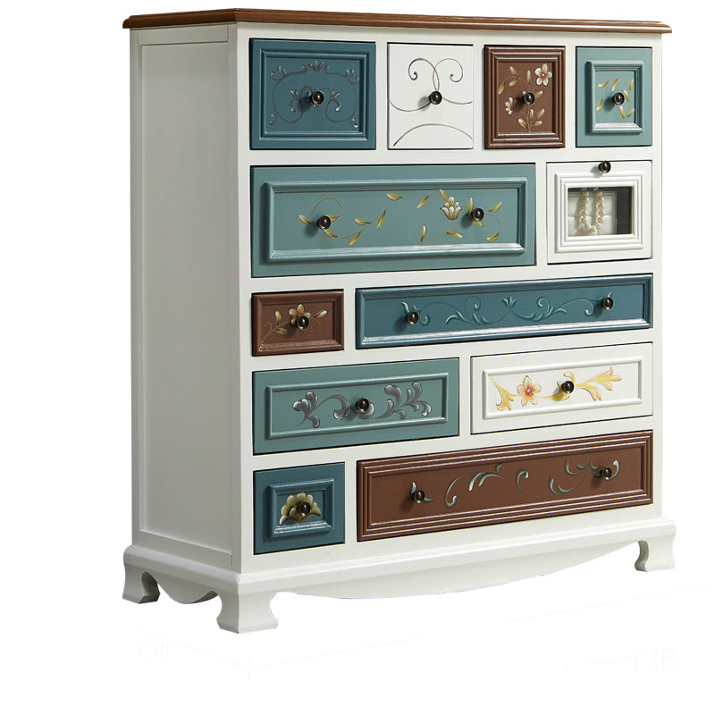 Coastal Storage Chest Dresser Solid Wood Dresser with Multi Drawers
