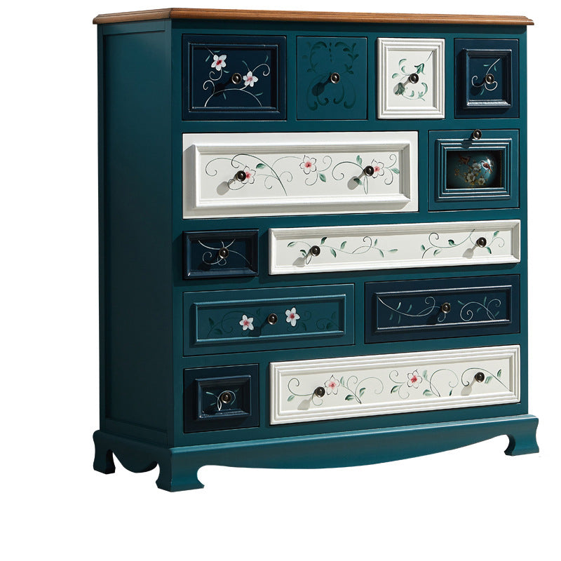 Coastal Storage Chest Dresser Solid Wood Dresser with Multi Drawers