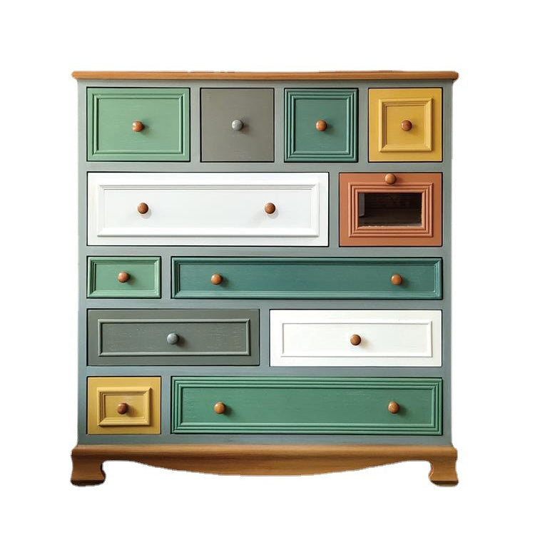 Coastal Storage Chest Dresser Solid Wood Dresser with Multi Drawers for Bedroom