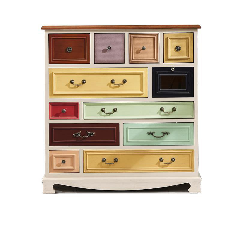 Coastal Storage Chest Dresser Solid Wood Dresser with Multi Drawers for Bedroom