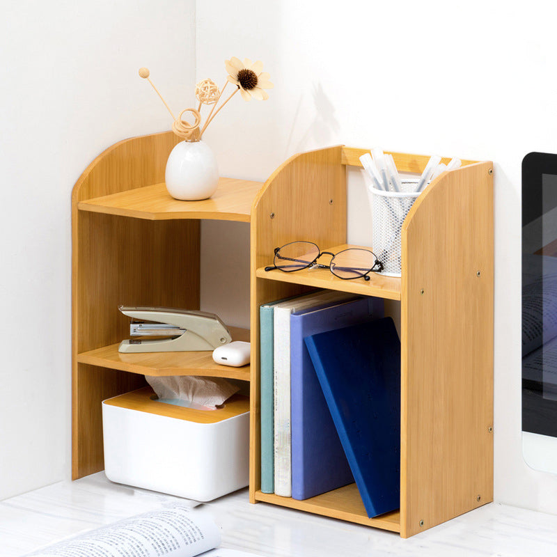 Modern Style Open Back Bookshelf Bamboo Bookcase with Shelves