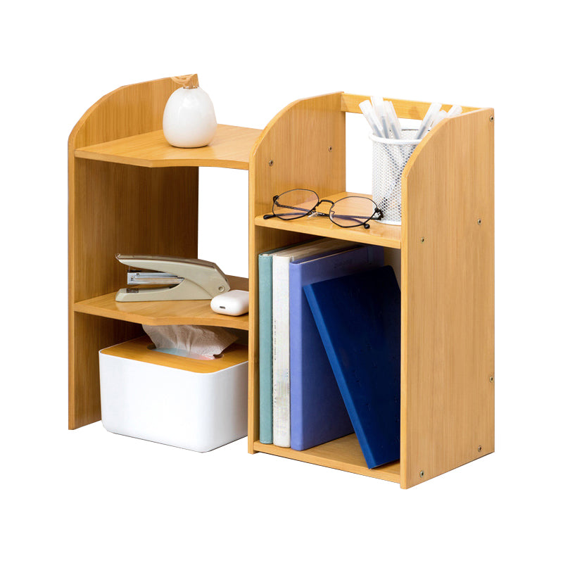 Modern Style Open Back Bookshelf Bamboo Bookcase with Shelves