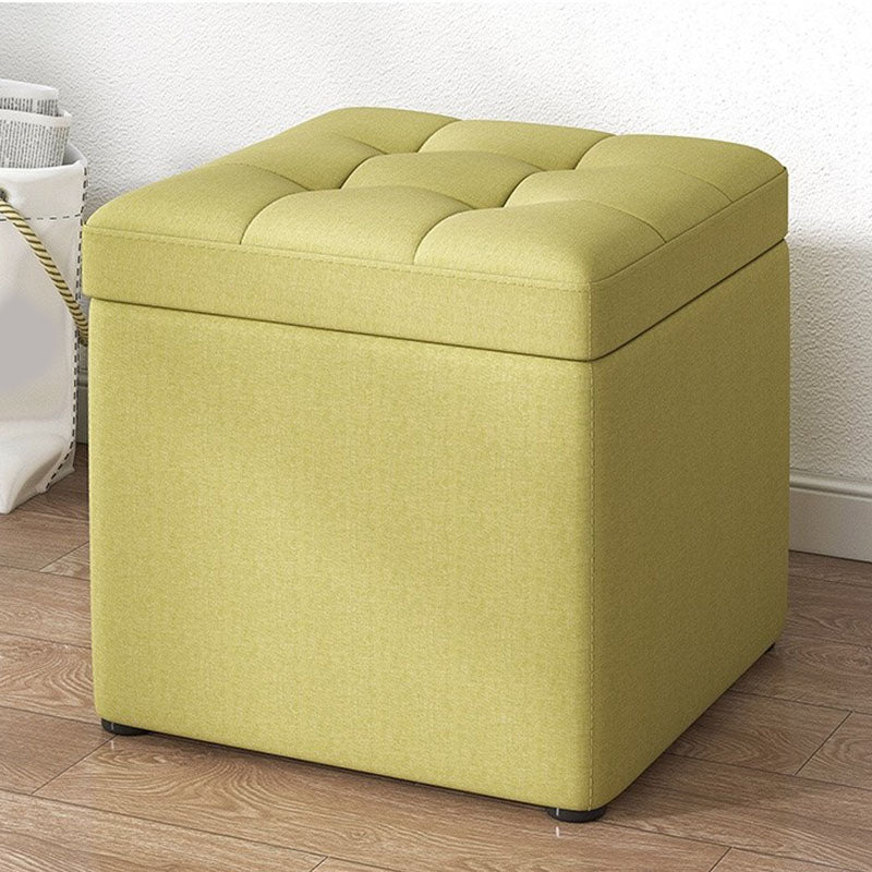 Modern Pouf Ottoman Cotton Upholstered Tufted Solid Color Square Ottoman with Storage