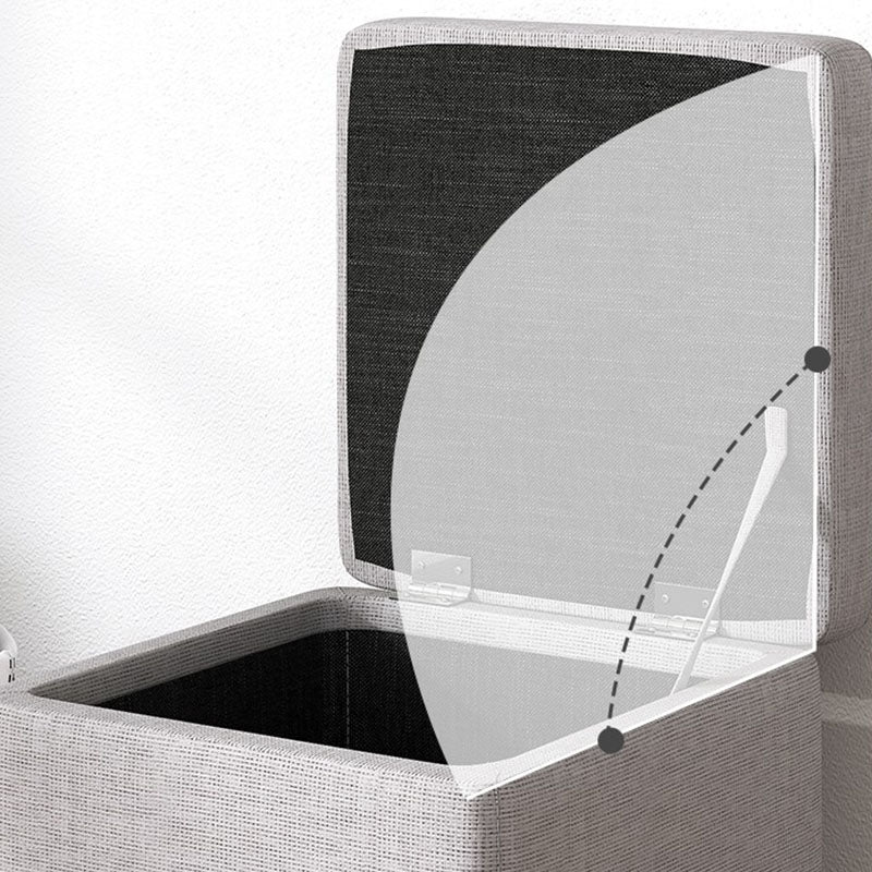 Modern Pouf Ottoman Cotton Upholstered Tufted Solid Color Square Ottoman with Storage