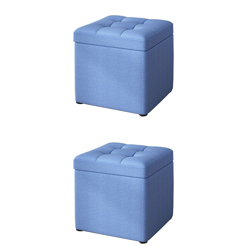 Modern Pouf Ottoman Cotton Upholstered Tufted Solid Color Square Ottoman with Storage