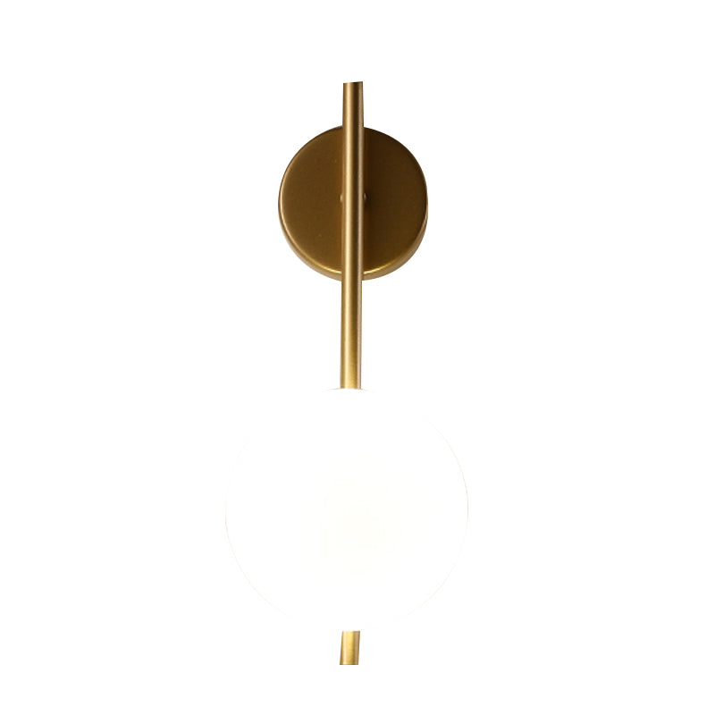 Modern Metal Wall Sconce Ball Shape Wall Light with Glass Shade for Bedroom in White
