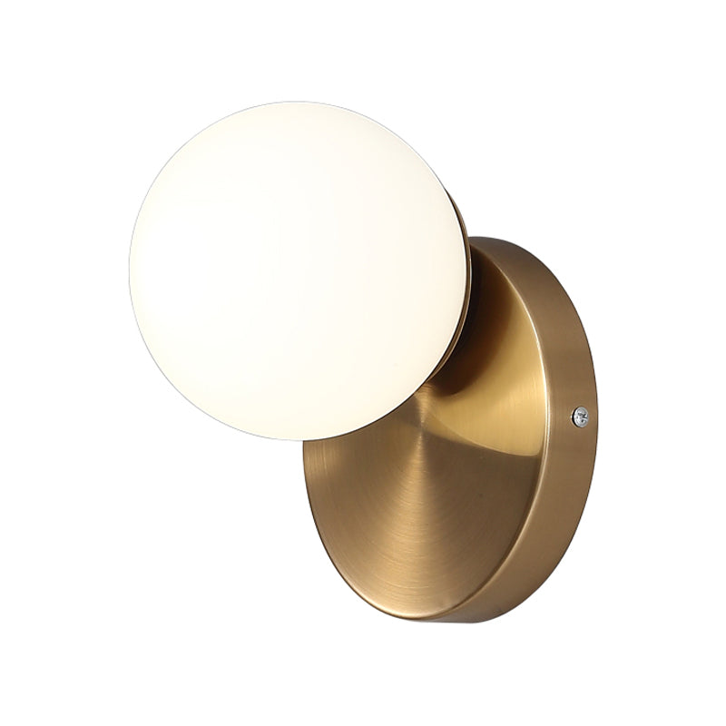 White Modern Metal Wall Sconce Ball Shape Wall Light with Glass Shade for Bedroom