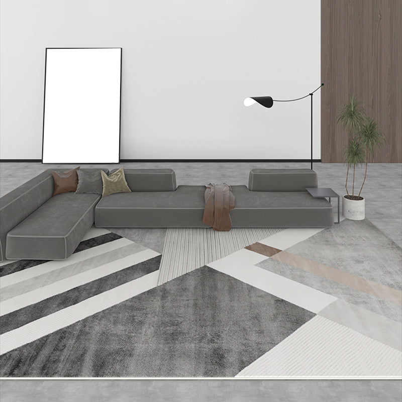 Rug Modern Geometric Pattern Carpet Rectangle Stain Resistant Indoor Rug
