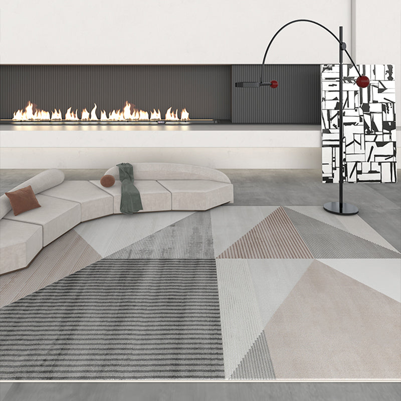 Rug Modern Geometric Pattern Carpet Rectangle Stain Resistant Indoor Rug