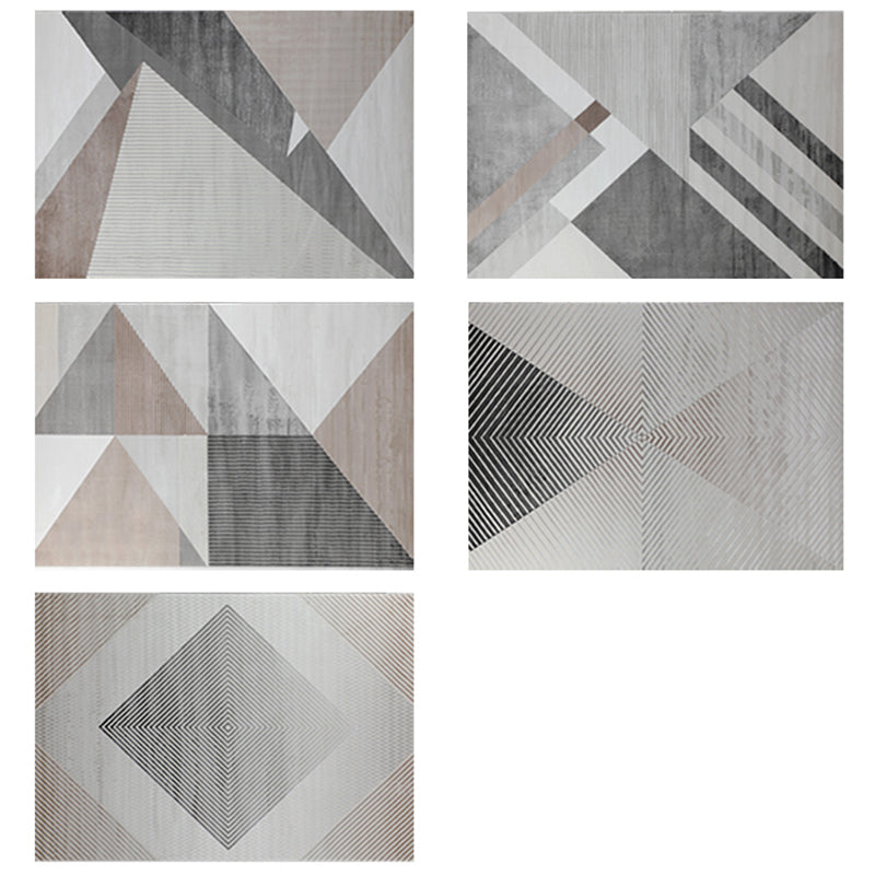 Rug Modern Geometric Pattern Carpet Rectangle Stain Resistant Indoor Rug